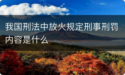 我国刑法中放火规定刑事刑罚内容是什么