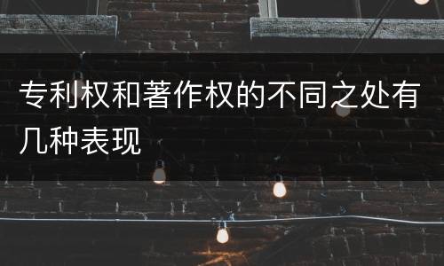 专利权和著作权的不同之处有几种表现