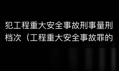 犯工程重大安全事故刑事量刑档次（工程重大安全事故罪的立案标准）