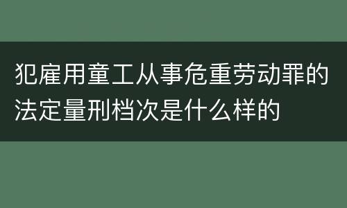 犯雇用童工从事危重劳动罪的法定量刑档次是什么样的