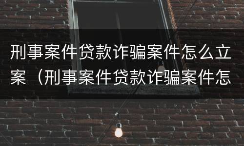 刑事案件贷款诈骗案件怎么立案（刑事案件贷款诈骗案件怎么立案审理）