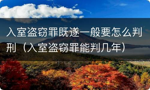 入室盗窃罪既遂一般要怎么判刑（入室盗窃罪能判几年）