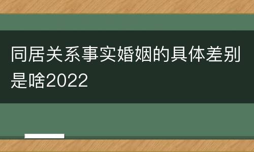 同居关系事实婚姻的具体差别是啥2022