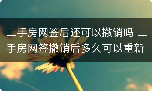 二手房网签后还可以撤销吗 二手房网签撤销后多久可以重新网签