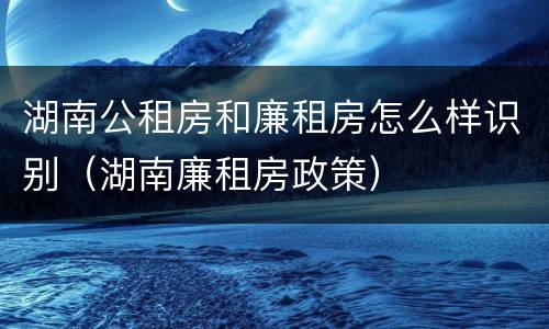 湖南公租房和廉租房怎么样识别（湖南廉租房政策）