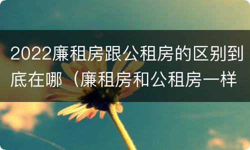 2022廉租房跟公租房的区别到底在哪（廉租房和公租房一样吗?）