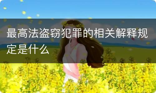 最高法盗窃犯罪的相关解释规定是什么