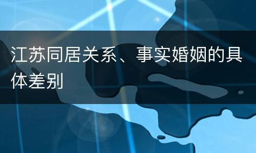 江苏同居关系、事实婚姻的具体差别
