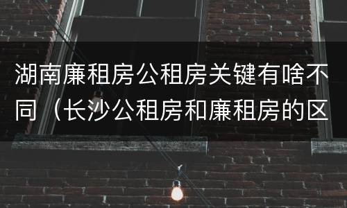 湖南廉租房公租房关键有啥不同（长沙公租房和廉租房的区别）