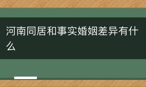 河南同居和事实婚姻差异有什么