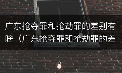 广东抢夺罪和抢劫罪的差别有啥（广东抢夺罪和抢劫罪的差别有啥不一样）