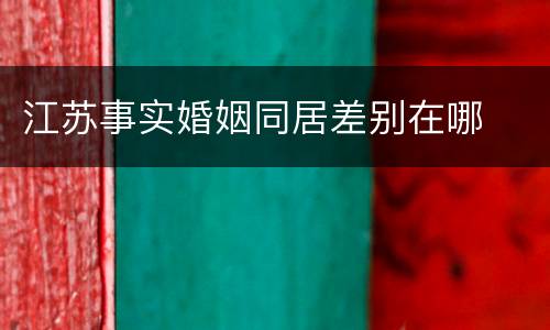江苏事实婚姻同居差别在哪