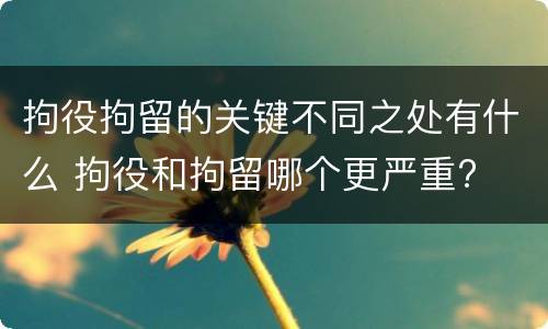 拘役拘留的关键不同之处有什么 拘役和拘留哪个更严重?