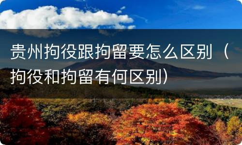 贵州拘役跟拘留要怎么区别（拘役和拘留有何区别）