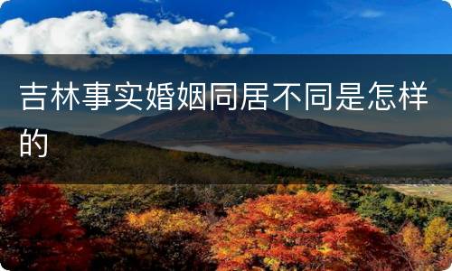 吉林事实婚姻同居不同是怎样的