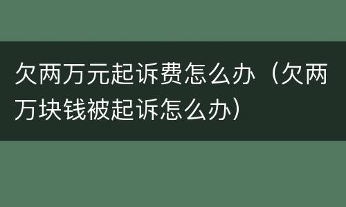 欠两万元起诉费怎么办（欠两万块钱被起诉怎么办）