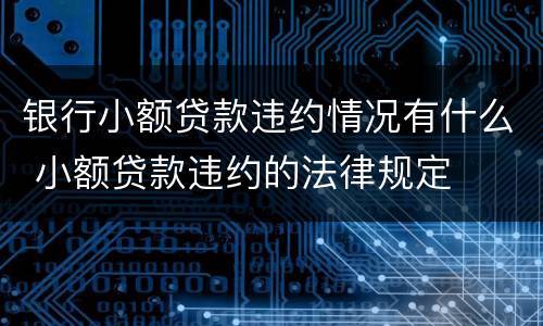 银行小额贷款违约情况有什么 小额贷款违约的法律规定