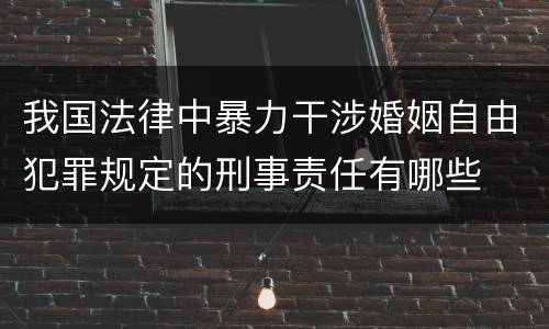 我国法律中暴力干涉婚姻自由犯罪规定的刑事责任有哪些