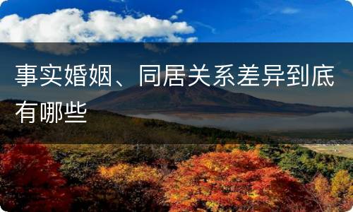 事实婚姻、同居关系差异到底有哪些