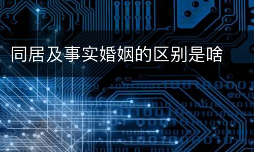 同居及事实婚姻的区别是啥