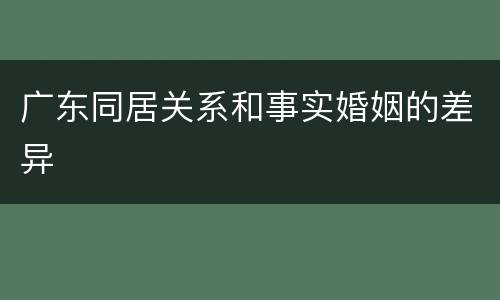 广东同居关系和事实婚姻的差异