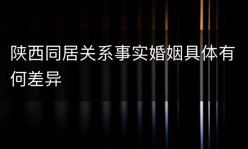 陕西同居关系事实婚姻具体有何差异