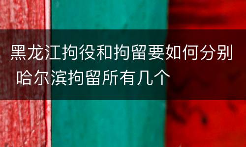 黑龙江拘役和拘留要如何分别 哈尔滨拘留所有几个