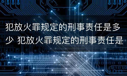 犯放火罪规定的刑事责任是多少 犯放火罪规定的刑事责任是多少天