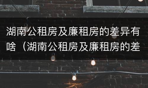 湖南公租房及廉租房的差异有啥（湖南公租房及廉租房的差异有啥区别）