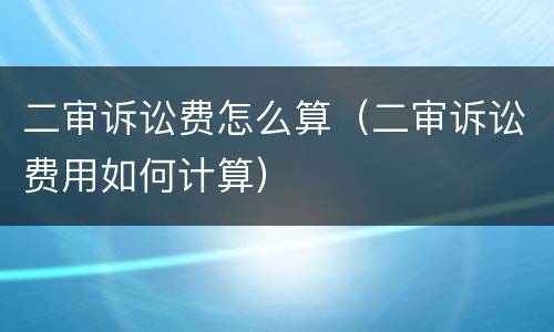 二审诉讼费怎么算（二审诉讼费用如何计算）