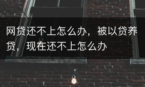 网贷还不上怎么办，被以贷养贷，现在还不上怎么办