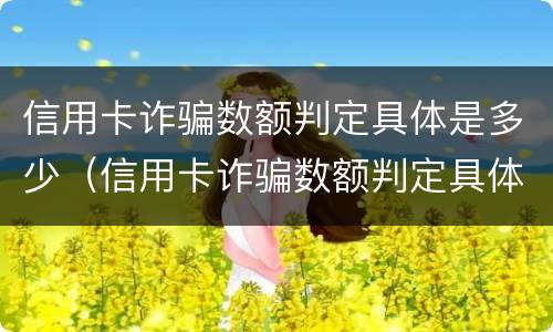信用卡诈骗数额判定具体是多少（信用卡诈骗数额判定具体是多少额度）