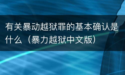 有关暴动越狱罪的基本确认是什么（暴力越狱中文版）
