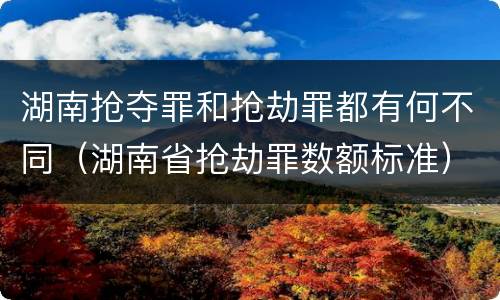 湖南抢夺罪和抢劫罪都有何不同（湖南省抢劫罪数额标准）