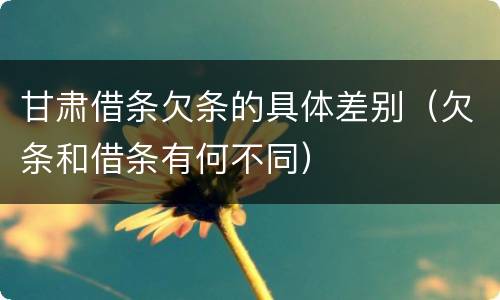 甘肃借条欠条的具体差别（欠条和借条有何不同）