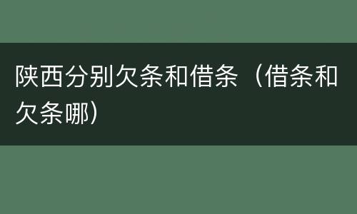 陕西分别欠条和借条（借条和欠条哪）