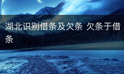 湖北识别借条及欠条 欠条于借条