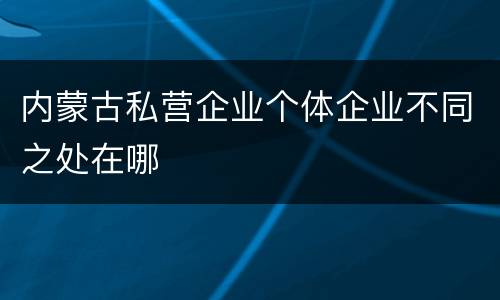 内蒙古私营企业个体企业不同之处在哪