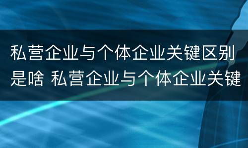 私营企业与个体企业关键区别是啥 私营企业与个体企业关键区别是啥呢