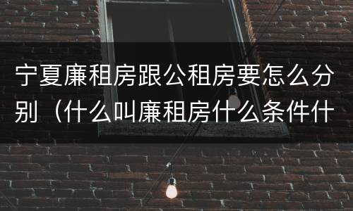 宁夏廉租房跟公租房要怎么分别（什么叫廉租房什么条件什么叫公租房）