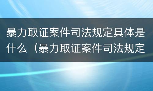 暴力取证案件司法规定具体是什么（暴力取证案件司法规定具体是什么内容）
