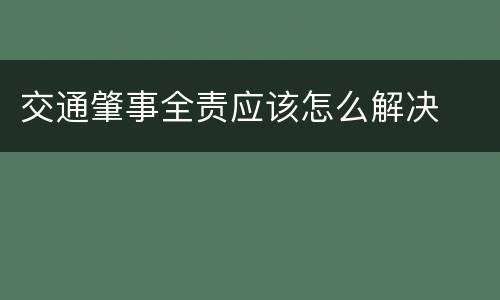 交通肇事全责应该怎么解决