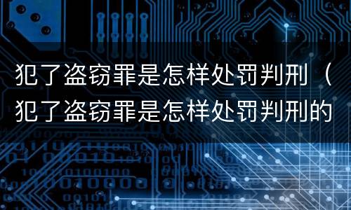 犯了盗窃罪是怎样处罚判刑（犯了盗窃罪是怎样处罚判刑的）