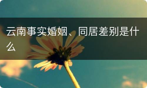云南事实婚姻、同居差别是什么
