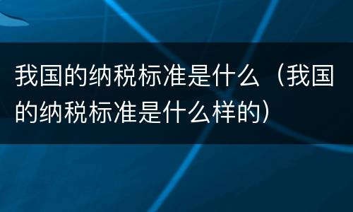 我国的纳税标准是什么（我国的纳税标准是什么样的）