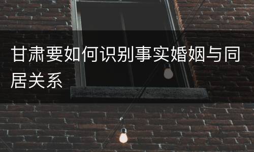 甘肃要如何识别事实婚姻与同居关系