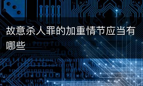 故意杀人罪的加重情节应当有哪些