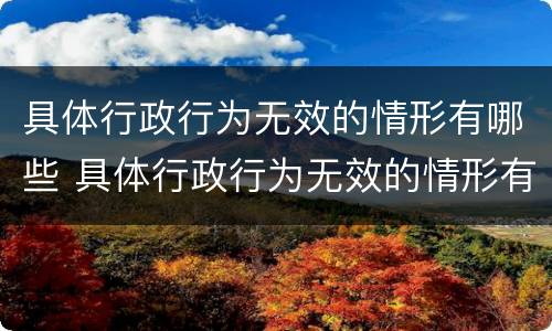 具体行政行为无效的情形有哪些 具体行政行为无效的情形有哪些类型