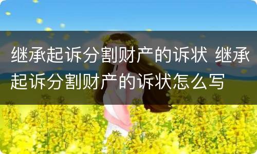 继承起诉分割财产的诉状 继承起诉分割财产的诉状怎么写