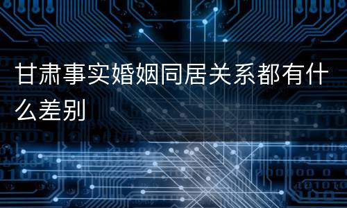 甘肃事实婚姻同居关系都有什么差别